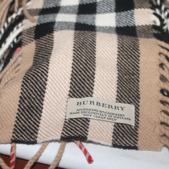 Auth $730 BURBERRY Merino Cashmere Nova Check Extra Long 92" Fringe Scarf Mint! - Picture 3 of 5